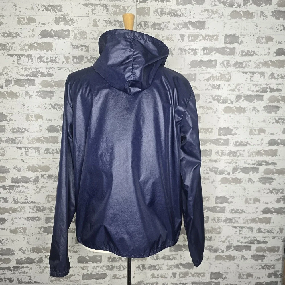 Vintage Izod Lacoste Windbreaker Mens L‎ Navy Blue Nylon Anorak Pullover Hooded